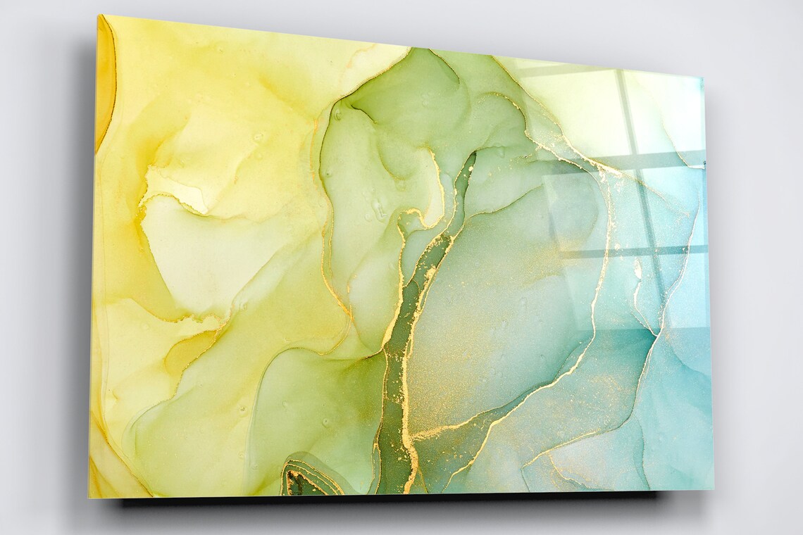 Yellow Abstract Art Acrylic Glass Print Tempered Glass Wall Art 100% Made in Australia Ready to Hang