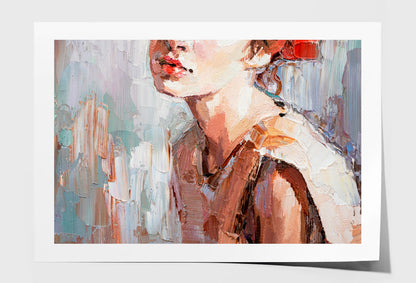 Girl With Red Lips Oil Painting Limited Edition High Quality Print Unframed Roll Canvas None