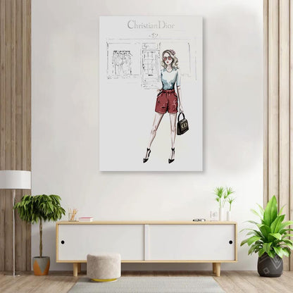 Red Stylish Girl 3D Design Acrylic Glass Print Tempered Glass Wall Art 100% Made in Australia Ready to Hang