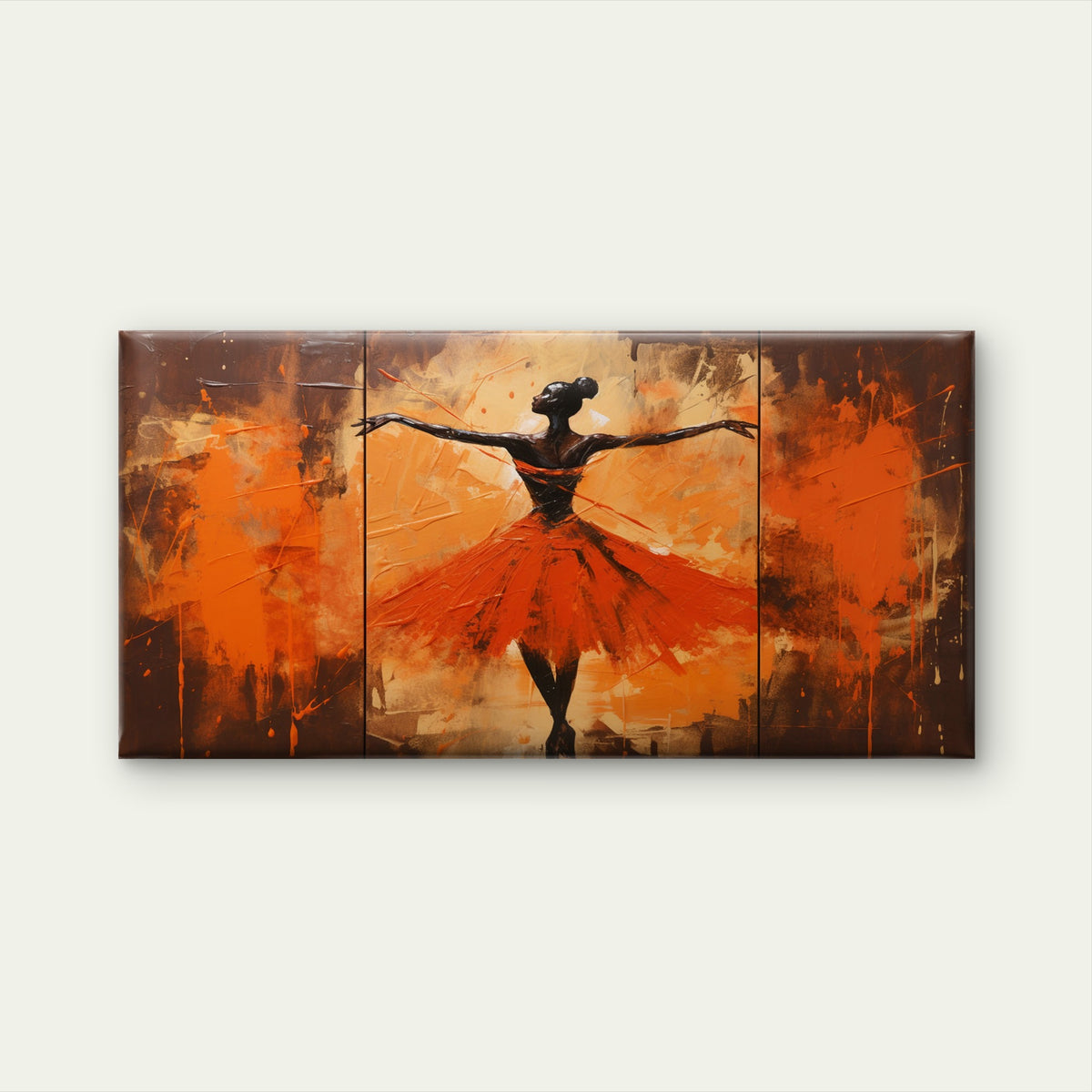 Orange Ballerina Painting Wall Art Canvas Office Home Room Framed 120x60cm