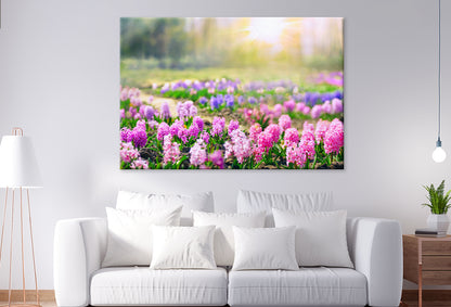 Spring Glade with Hyacinths in Forest Wall Art Decor 100% Australian Made