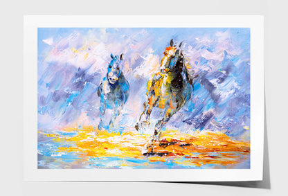 Running Horses Watercolor Painting Wall Art Limited Edition High Quality Print Unframed Roll Canvas None