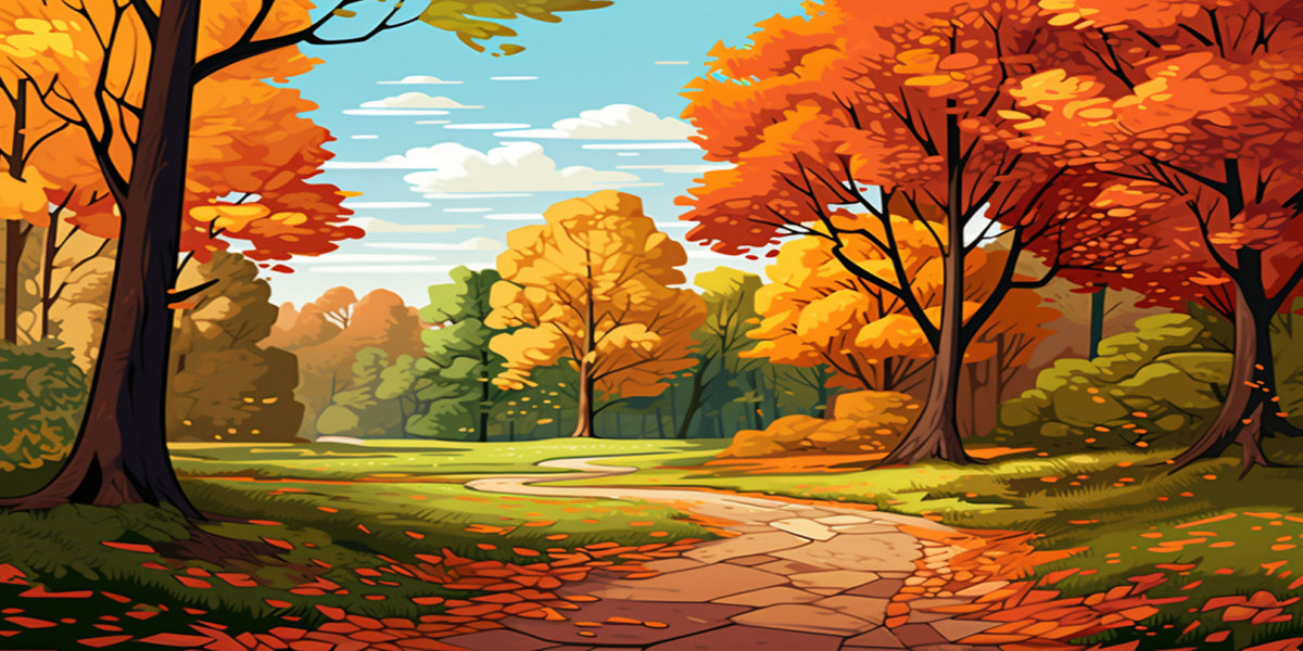 Autumn Forest Path Tree Nature Foliage Wall Art Canvas Office Home Framed 120x60cm