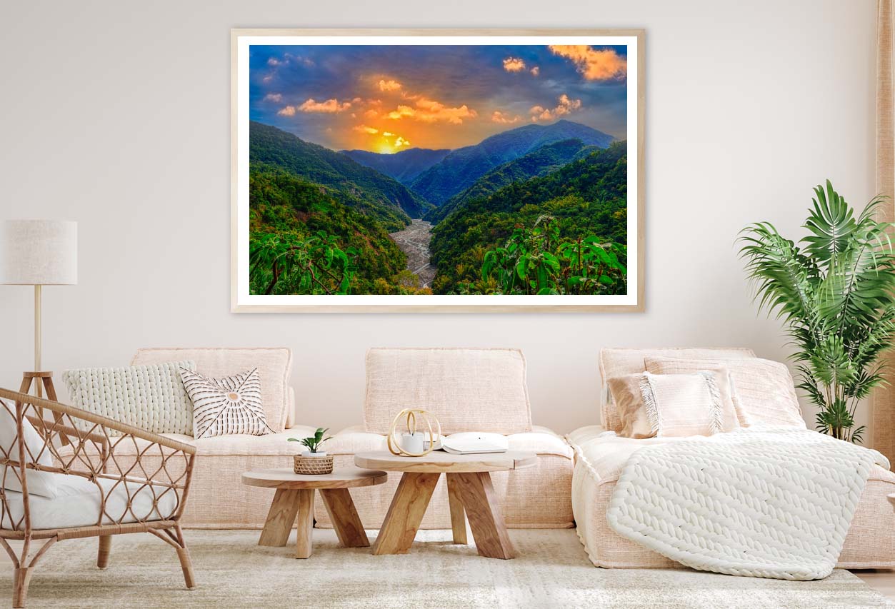 Rolling Mountain Sunrise Sky and Winding Valley Grass Home Decor Premium Quality Poster Print Choose Your Sizes