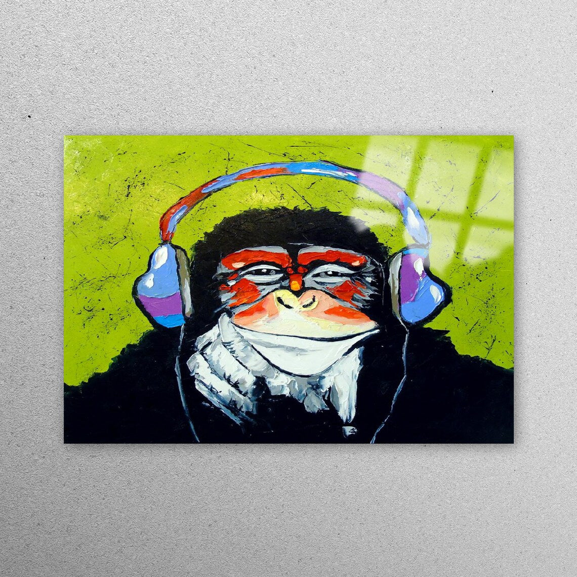 Thinkin Monkey Painting Acrylic Glass Print Tempered Glass Wall Art 100% Made in Australia Ready to Hang