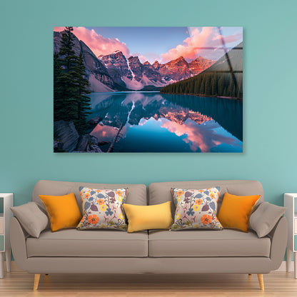 Lake Surrounded By Trees and Mountains Acrylic Glass Print Tempered Glass Wall Art 100% Made in Australia Ready to Hang