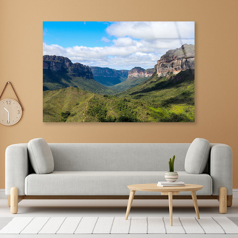 A Scenic View of a Valley with Mountains in Brazil Acrylic Glass Print Tempered Glass Wall Art 100% Made in Australia Ready to Hang