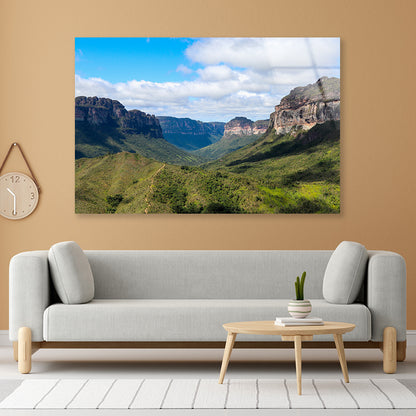 A Scenic View of a Valley with Mountains in Brazil Acrylic Glass Print Tempered Glass Wall Art 100% Made in Australia Ready to Hang