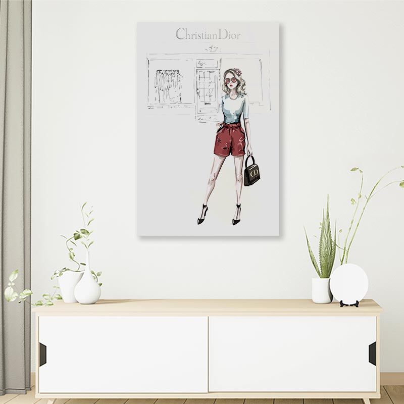 Red Stylish Girl 3D Design Acrylic Glass Print Tempered Glass Wall Art 100% Made in Australia Ready to Hang