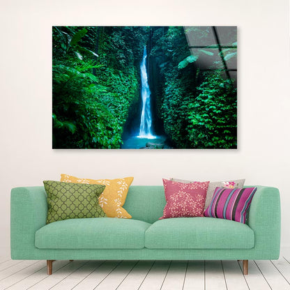 Leke Waterfall Near Ubud in Bali  Acrylic Glass Print Tempered Glass Wall Art 100% Made in Australia Ready to Hang