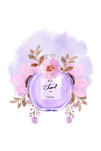 Purple Perfume with Light Pink Flowers Print 100% Australian Made