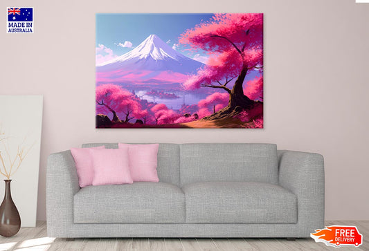 Fuji & Cherry Blossom & Mountain Print 100% Australian Made