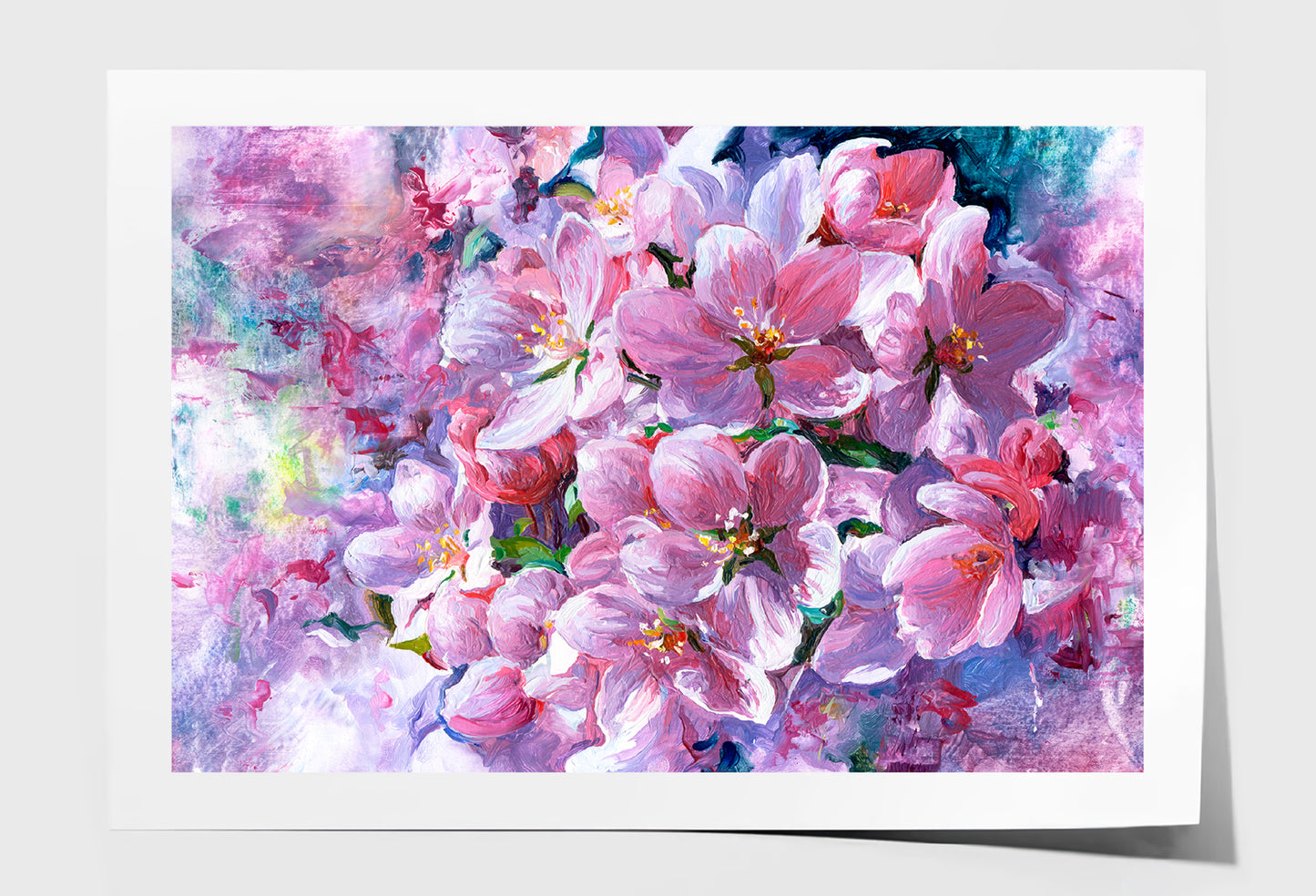 Branch Of Pink Flowers Oil Painting Wall Art Limited Edition High Quality Print Unframed Roll Canvas None