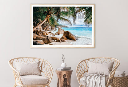 Rocks And Palm Trees Along the Shore Home Decor Premium Quality Poster Print Choose Your Sizes