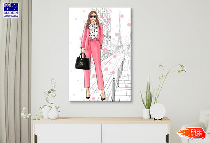 Stylish Boss Lady And Her Handbag Wall Art Limited Edition High Quality Print