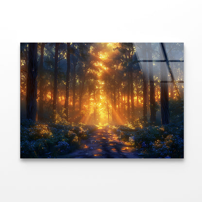 Forest with the Bright Sun Shining Acrylic Glass Print Tempered Glass Wall Art 100% Made in Australia Ready to Hang