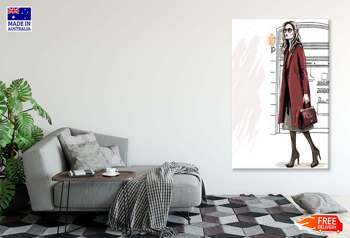 Modern Girl with Her Red Coat Fashion Art Print 100% Australian Made