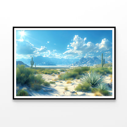 Plants under a Cloudy Sky with Mountains Home Decor Premium Quality Poster Print Choose Your Sizes