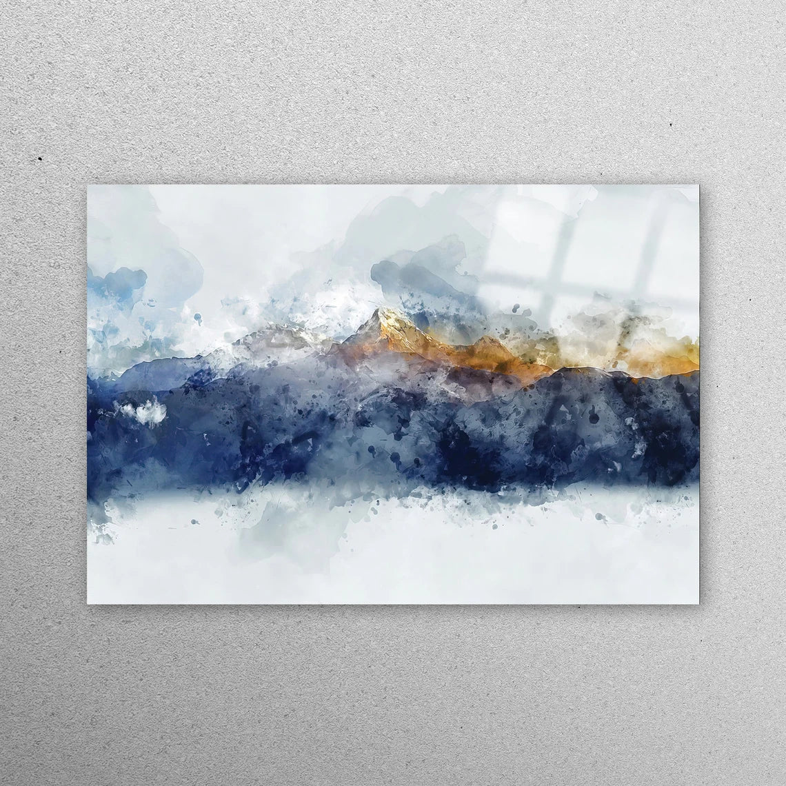 Watercolor Mountain Abstract Acrylic Glass Print Tempered Glass Wall Art 100% Made in Australia Ready to Hang