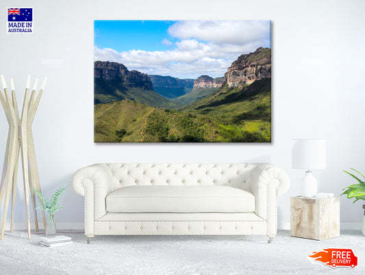 A Scenic View of a Valley with Mountains in Brazil Print 100% Australian Made