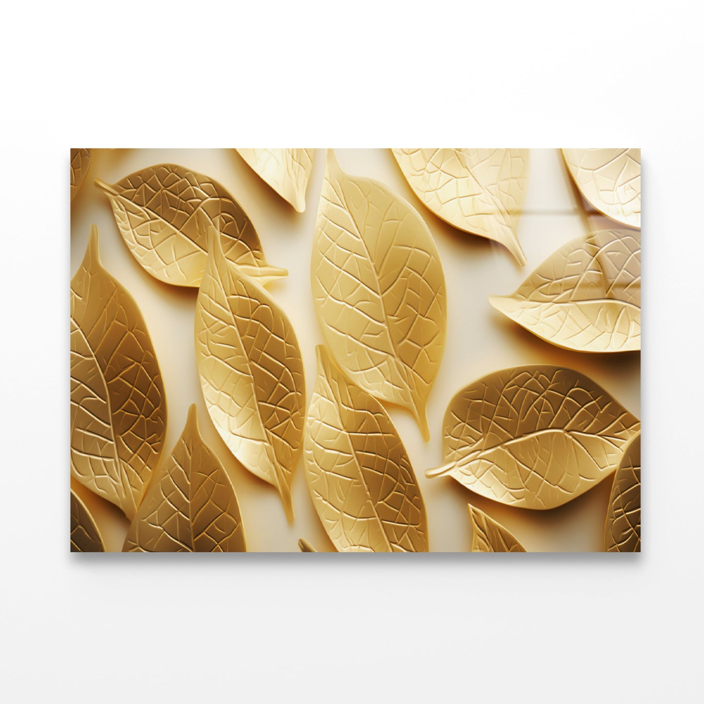 Close-Up of Golden Leaves Acrylic Glass Print Tempered Glass Wall Art 100% Made in Australia Ready to Hang