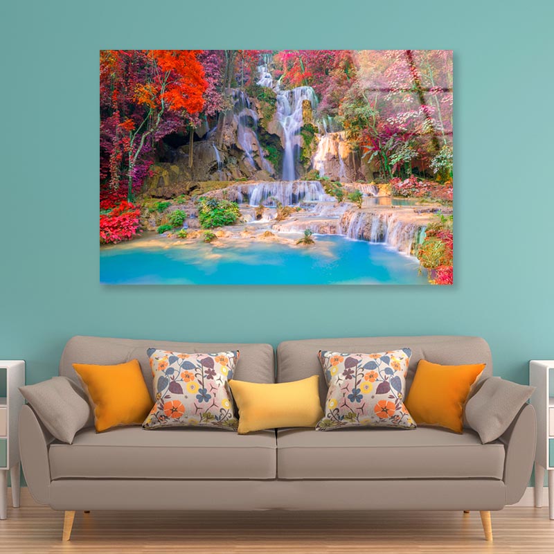 Waterfall In Rain Forest   Acrylic Glass Print Tempered Glass Wall Art 100% Made in Australia Ready to Hang