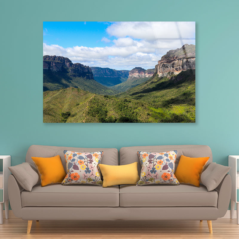 A Scenic View of a Valley with Mountains in Brazil Acrylic Glass Print Tempered Glass Wall Art 100% Made in Australia Ready to Hang