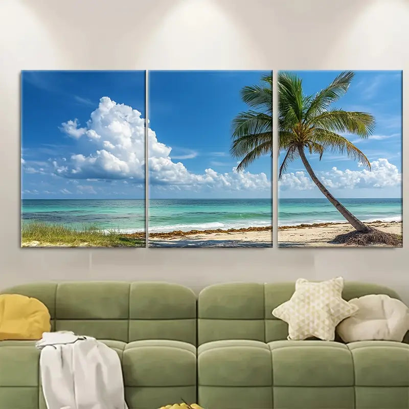 3pcs Miami Florida Beach City Travel Wall Art Set Canvas Framed 60x90cm - High Quality Print 100% Australian Made Wall Canvas Ready to Hang