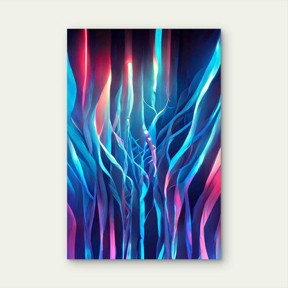 Abstract Waves Blue Orange Shades 60x90cm Metal Print Ready to Hang