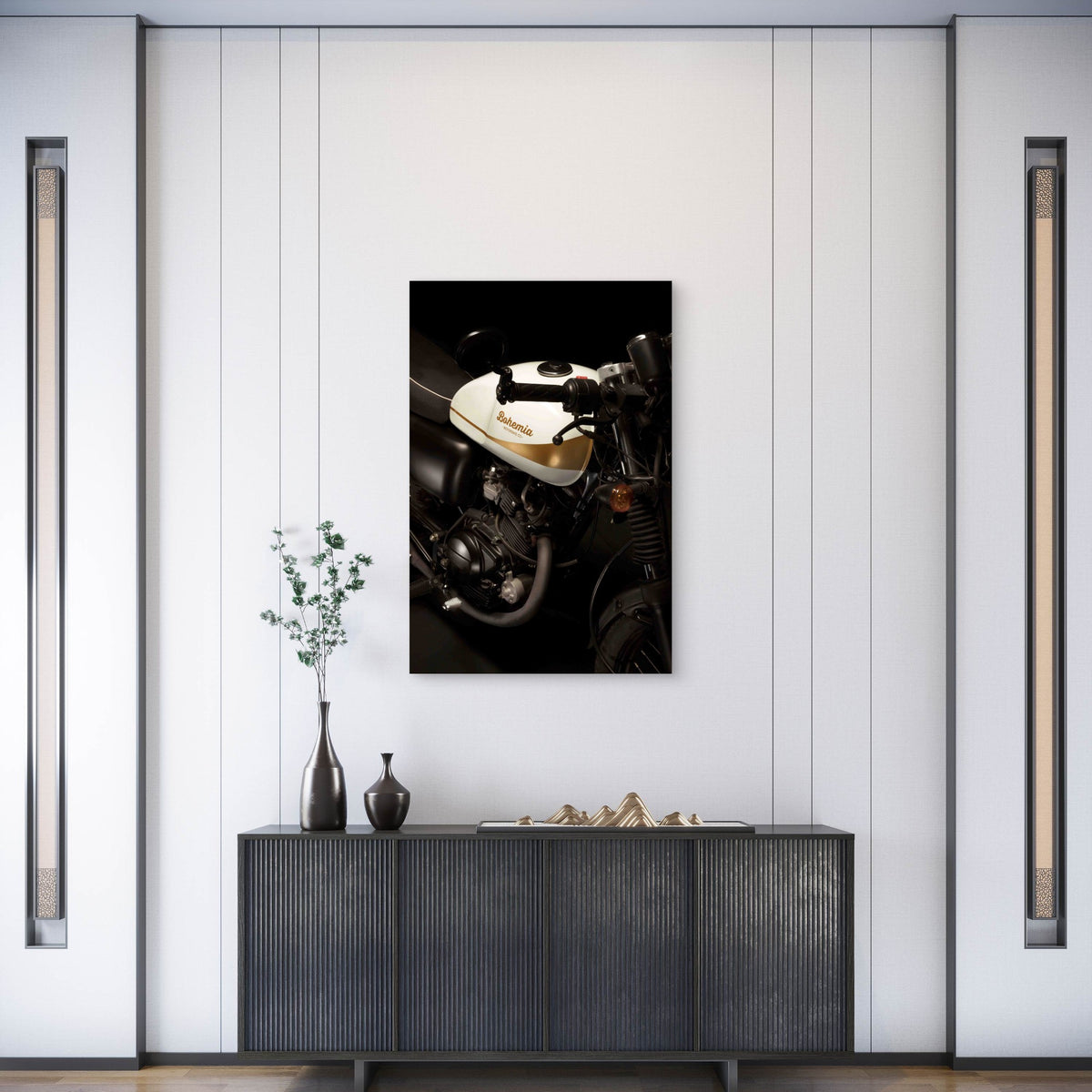 Vintage Motor Bike 60x90cm Metal Print Ready to Hang
