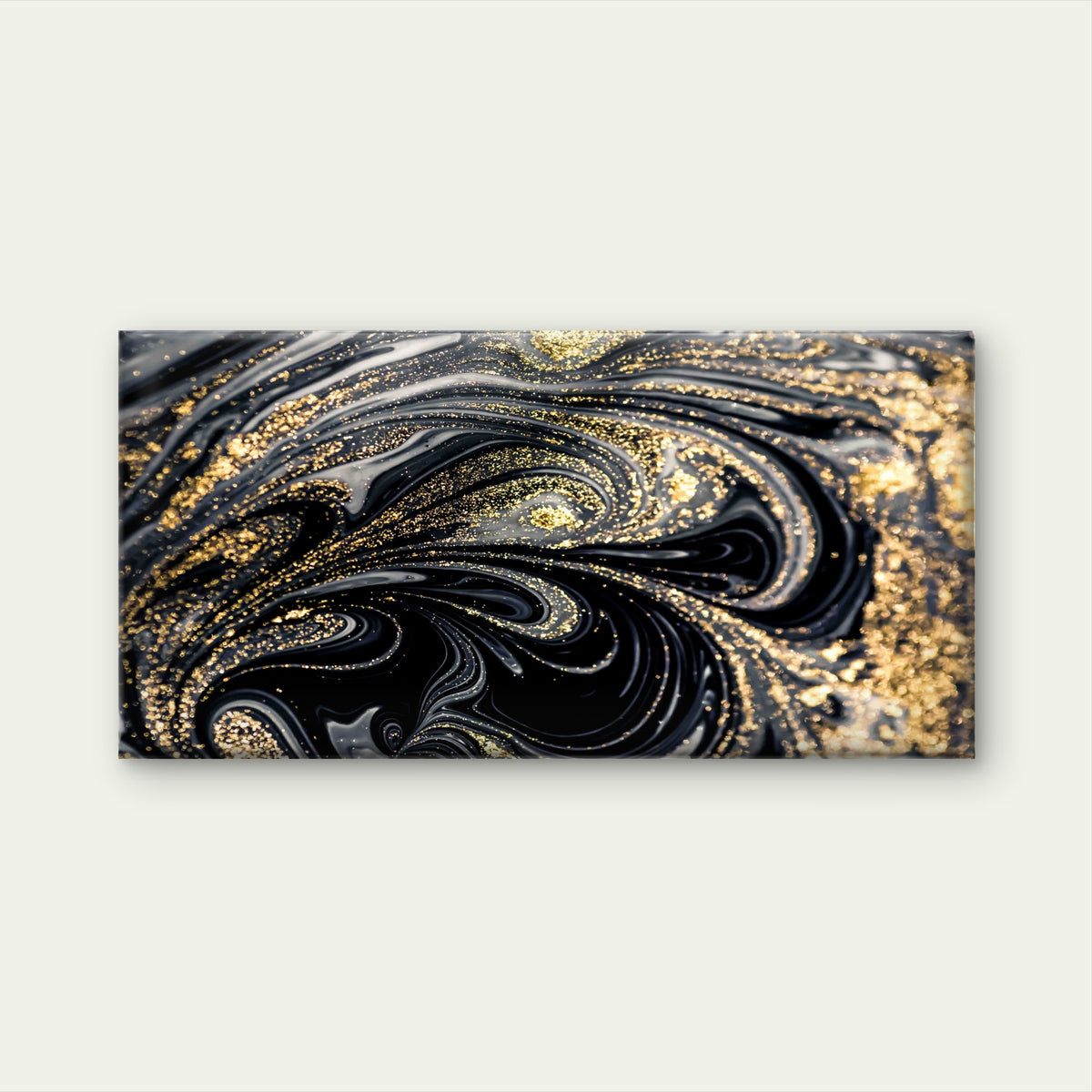 Celestial Waves Of Molten Gold Wall Art Canvas Office Home Room Framed 120x60cm