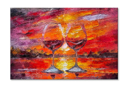 Delicious Wine, With a Flower on Riverside at Sunset Wall Art Limited Edition High Quality Print