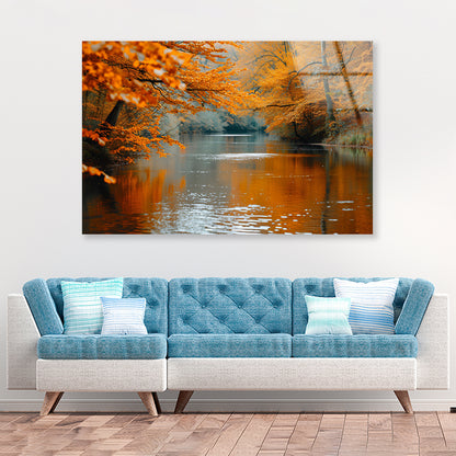 View of River Surrounded By Trees Acrylic Glass Print Tempered Glass Wall Art 100% Made in Australia Ready to Hang