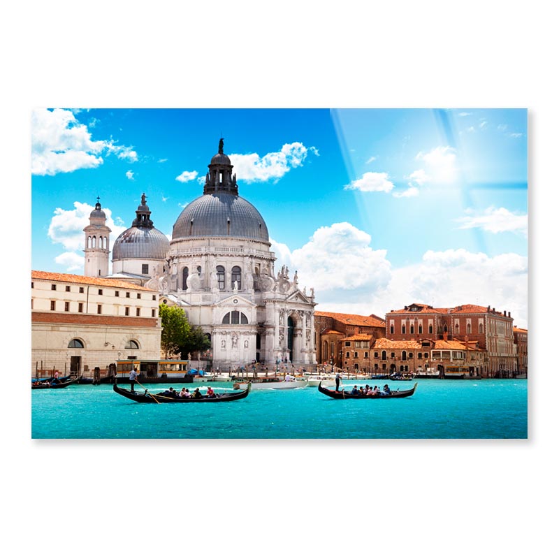 Grand Canal and Basilica Santa Maria Della Salute, Venice, Italy Acrylic Glass Print Tempered Glass Wall Art 100% Made in Australia Ready to Hang