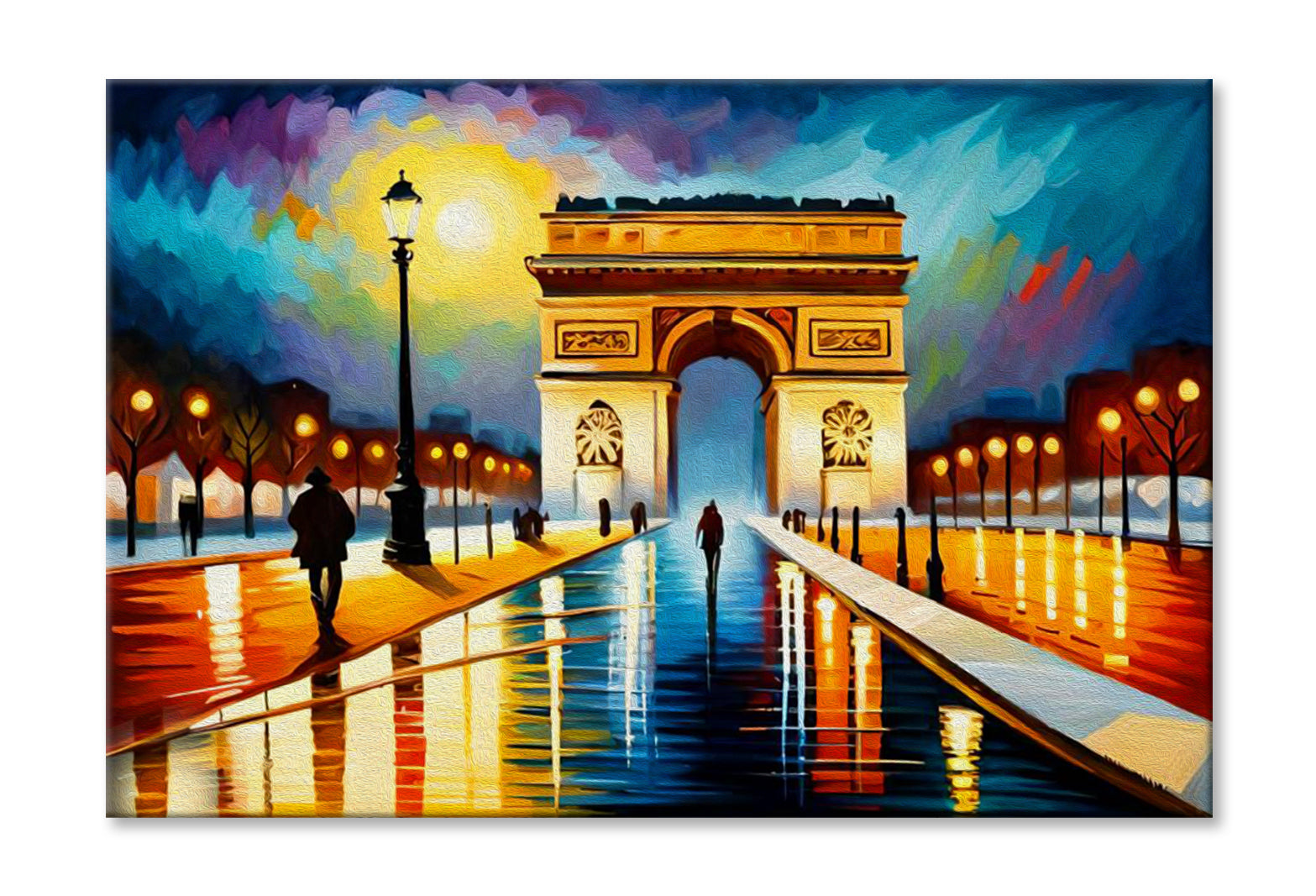 Arc de Triomphe Paris Night Sky Oil Painting Wall Art Limited Edition High Quality Print