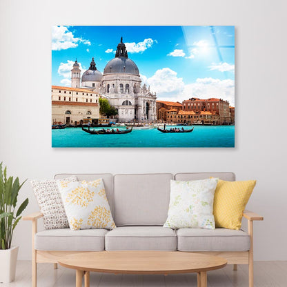 Grand Canal and Basilica Santa Maria Della Salute, Venice, Italy Acrylic Glass Print Tempered Glass Wall Art 100% Made in Australia Ready to Hang