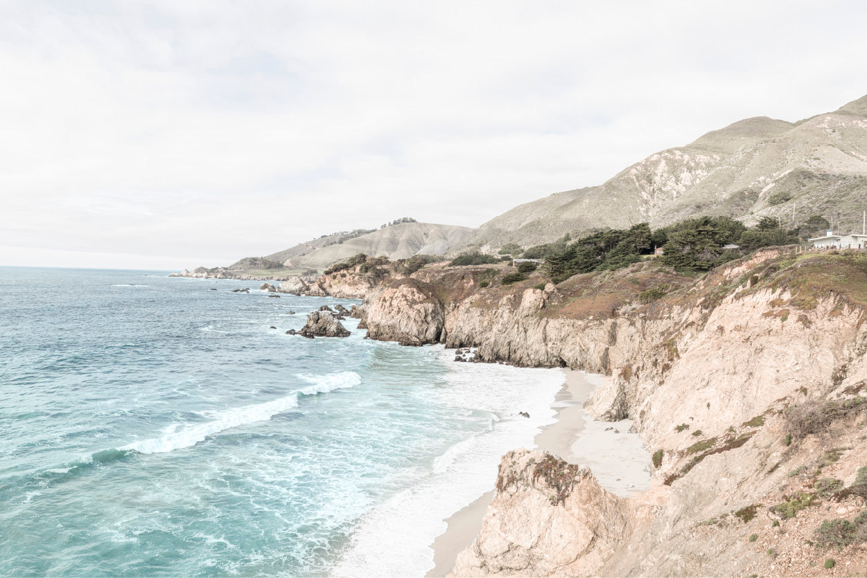 Rocky Sea Coast Faded Photograph Glass Framed Wall Art, Ready to Hang Quality Print