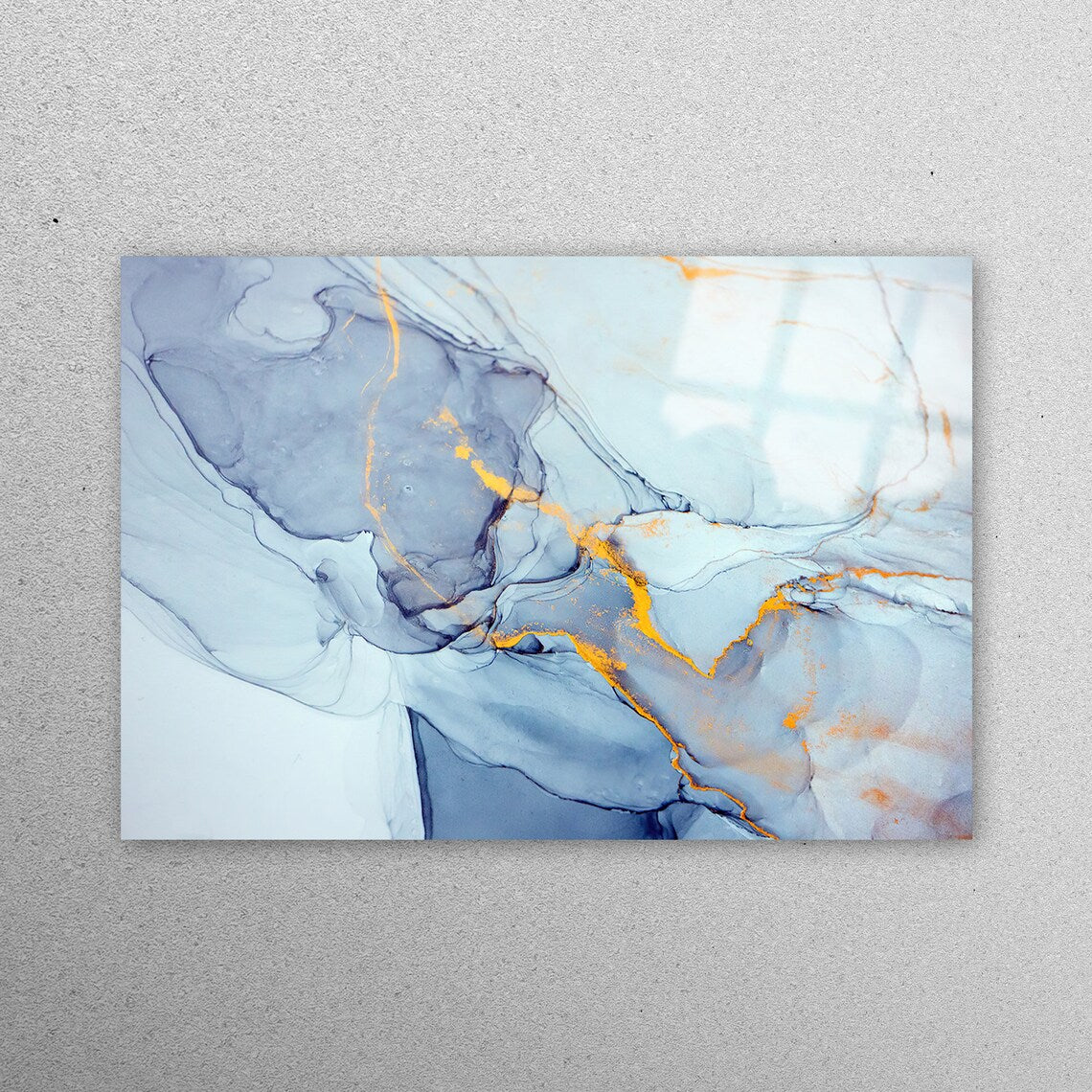 Blue Tones Marble Acrylic Glass Print Tempered Glass Wall Art 100% Made in Australia Ready to Hang