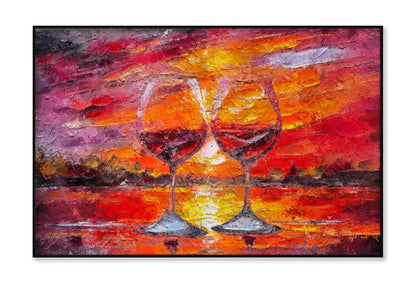 Delicious Wine, With a Flower on Riverside at Sunset Wall Art Limited Edition High Quality Print