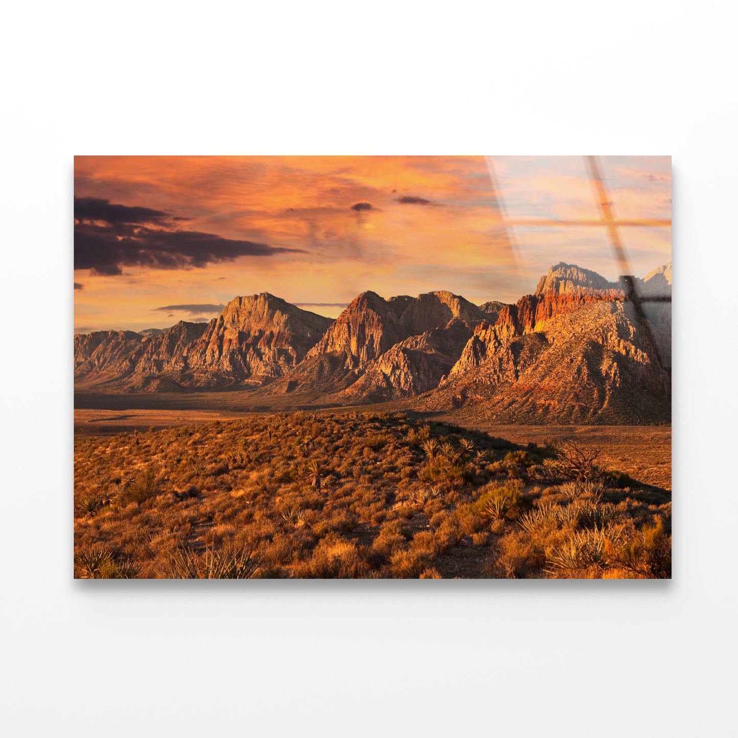 Cliffs of Red Rock with a Cloudy Sky Acrylic Glass Print Tempered Glass Wall Art 100% Made in Australia Ready to Hang