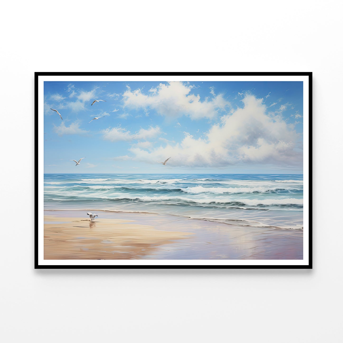 View of Birds Flying Over a Beach Home Decor Premium Quality Poster Print Choose Your Sizes