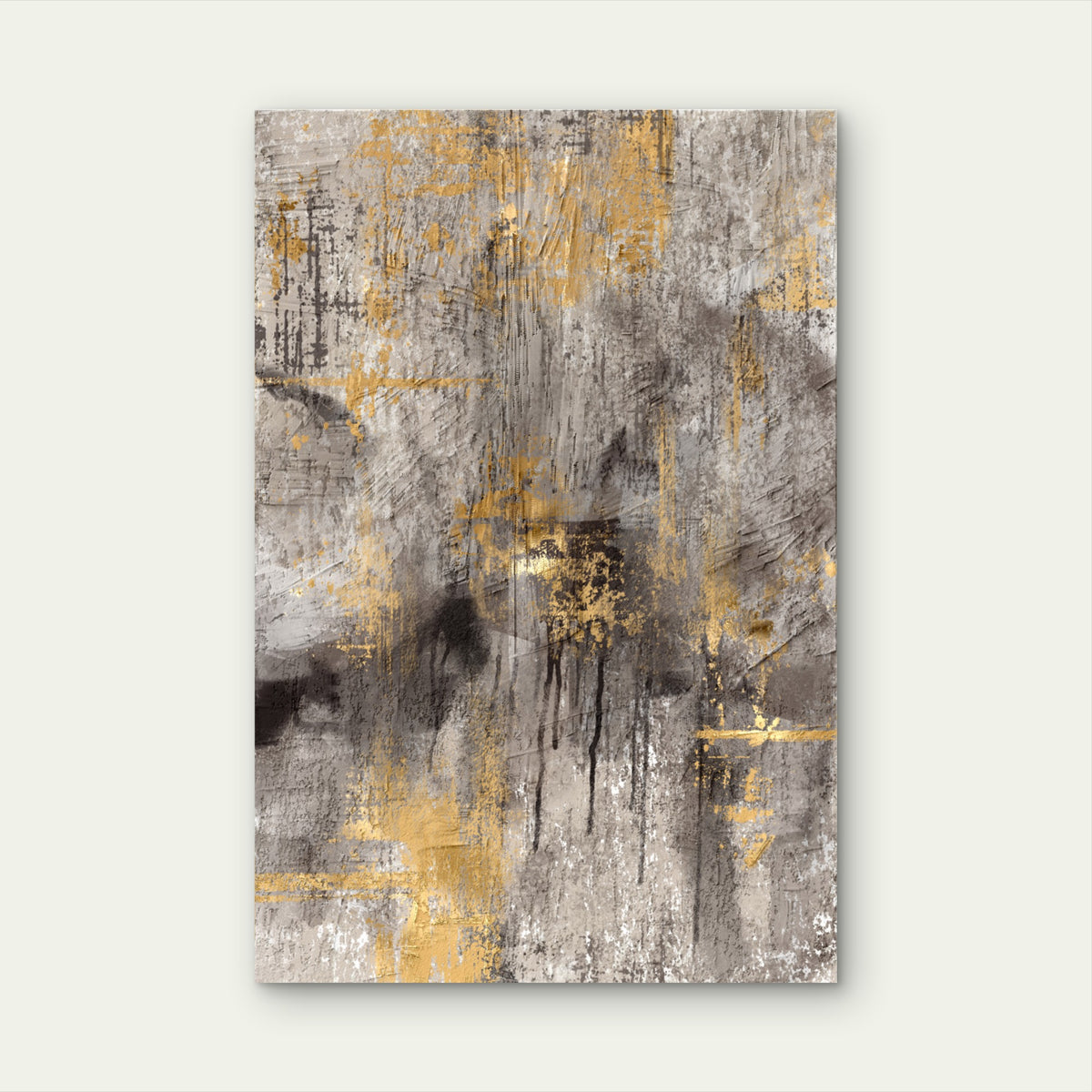 Modern Gold Gray Textured Abstract 40x60cm Metal Print Ready to Hang