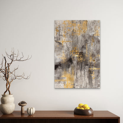Modern Gold Gray Textured Abstract 40x60cm Metal Print Ready to Hang