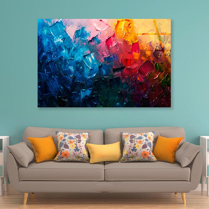 Colorful Abstract Oil Painting  Acrylic Glass Print Tempered Glass Wall Art 100% Made in Australia Ready to Hang