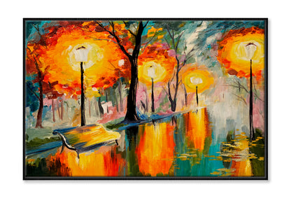 Autumn Street, Art Work Oil Painting Wall Art Limited Edition High Quality Print Canvas Box Framed Black