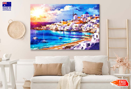 Santorini Island, Greece. Traditional and Famous White Houses Wall Art Limited Edition High Quality Print