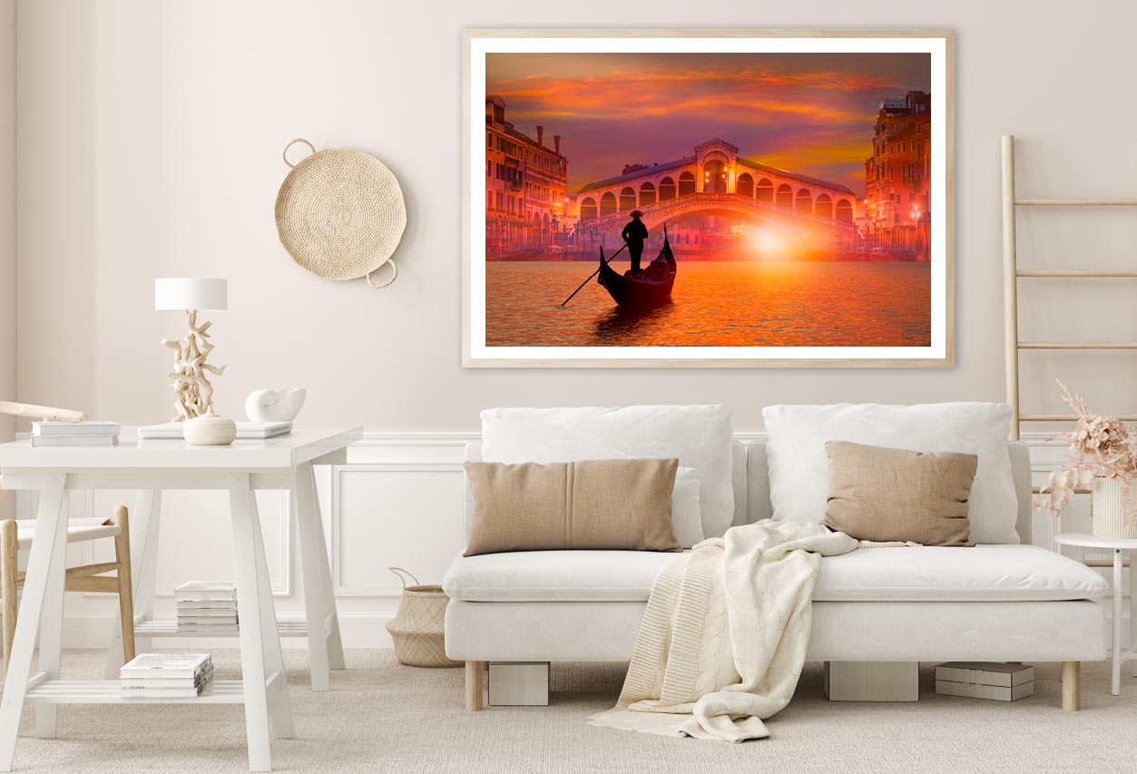 Gondola In Venice at Sunset Home Decor Premium Quality Poster Print Choose Your Sizes