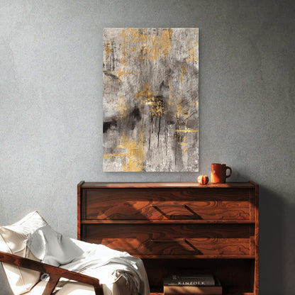 Modern Gold Gray Textured Abstract 60x90cm Metal Print Ready to Hang