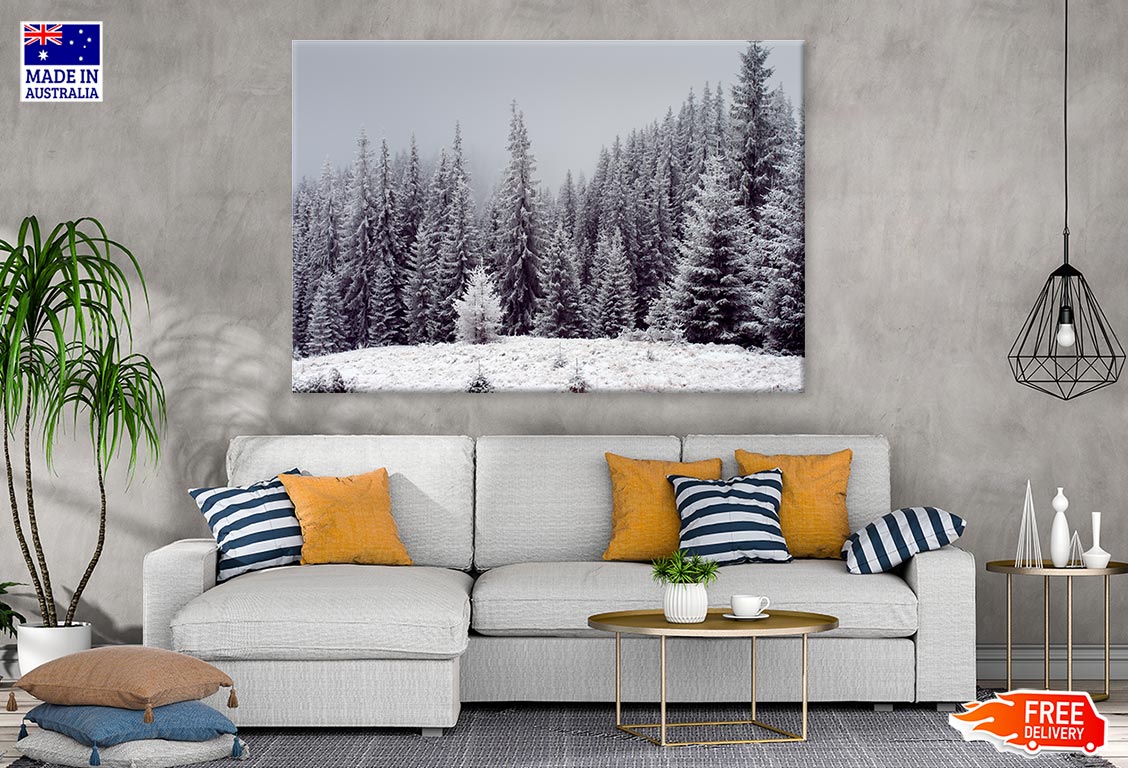 Trees Covered With Fresh Snow Print 100% Australian Made