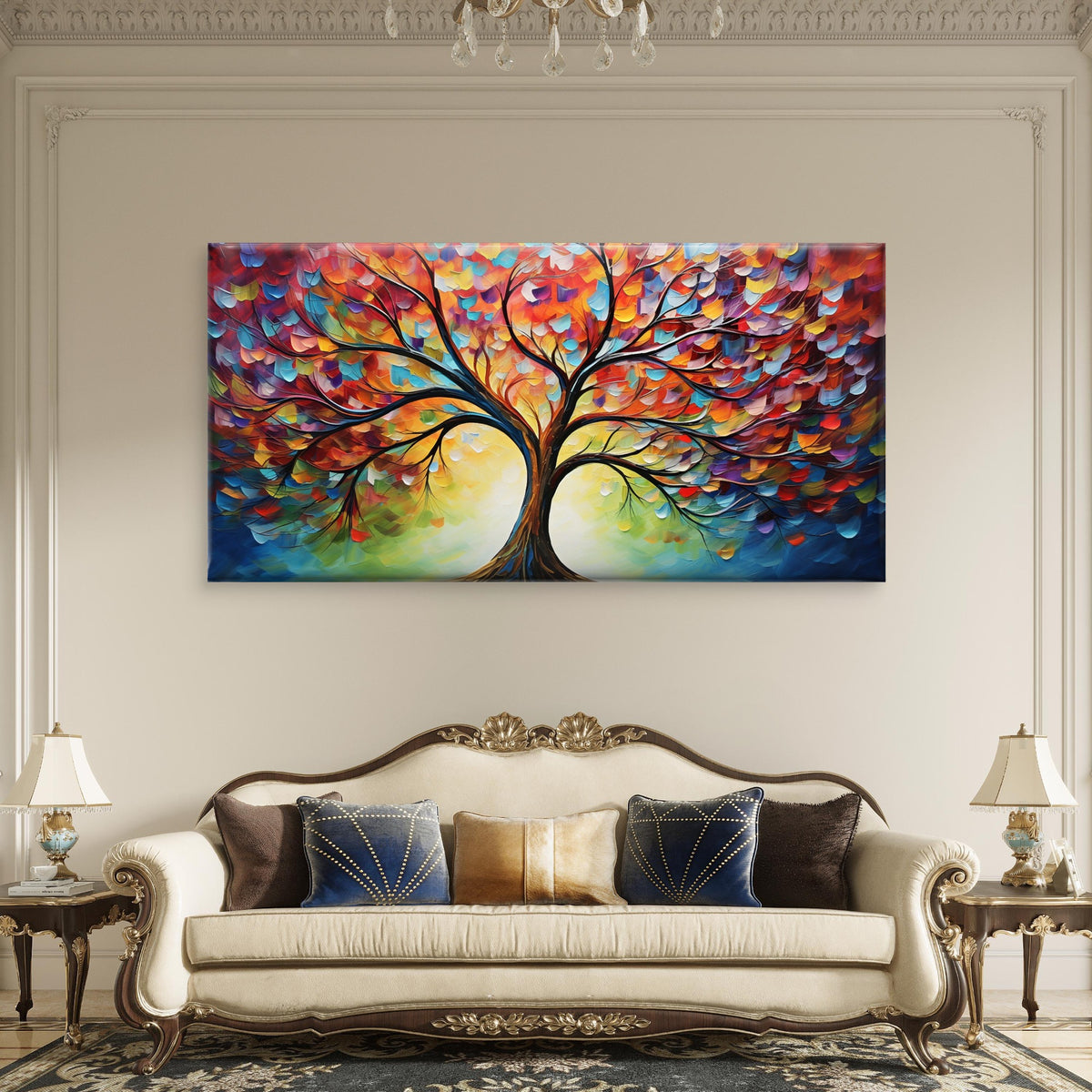 Rainbow Tree of Life Wall Art Canvas Office Home Room Framed 120x60cm